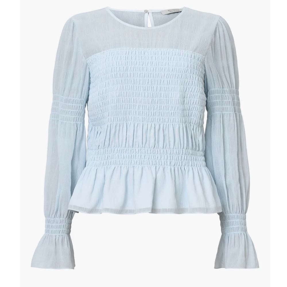 ALL SAINTS Pamela Smocked Ruffle Top